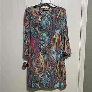 Tommy Hilfiger Multicolor Paisley Long Sleeve Dress